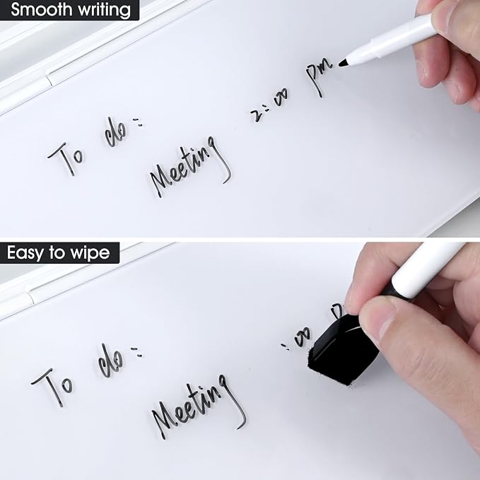 Varhomax Glass Desk Whiteboard with Calculator, Desktop Dry Erase White Board with Storage, to Do List Memo Notepad for Home and Office - Image 5