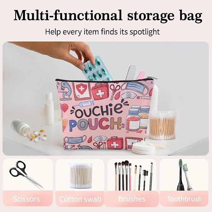 Small Ouchie Pouch Bag Canvas Medicine Storage Bags Wound Care Travel Bag Drug Storage Bags for Medicine First Aid Kit Zipper Pouches Emergency Pouch for Women Girls Doctor Nurse Pouches for Work - Image 6