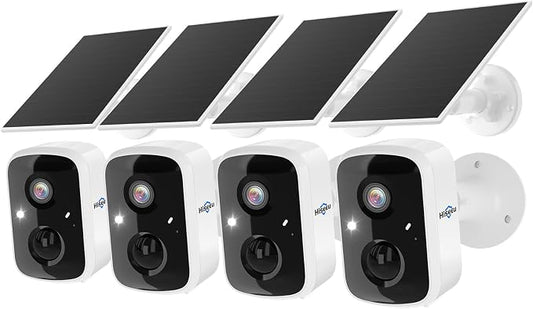 Hiseeu Solar Camera Security Outdoor, 4 Pack 100% Wireless 3K 4MP Surveillance Indoor WiFi Smart Cameras for Home Security Outside, PIR/AI Motion Detection, Waterproof, Color Night Vision, 2-Way Audio by Hiseeu