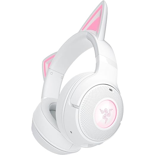 Razer Kraken Kitty V2 BT Wireless RGB Headset, White | Chroma RGB Kitty Ears & Earcups, Bluetooth 5.2, 40 mm Drivers, Noise-cancelling Mics, Lightweight, USB-C, 40 Hr Battery - Image 8