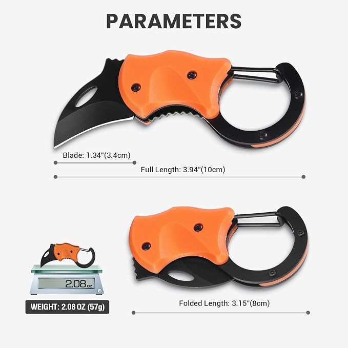 FUNBRO Small Pocket Knife for Men, Mini Edc Knives | Cool Folding Knife Box Cutter with 1.34inch Sharp Blade, Great Gift for Men (orange) - Image 6