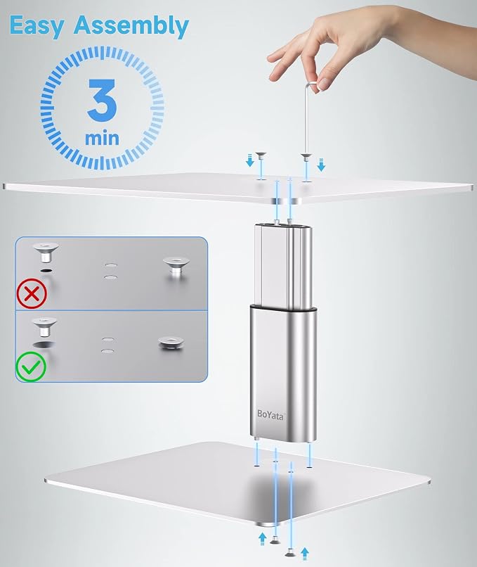 BoYata Monitor Riser Stand, Adjustable Height Metal Desktop Stand Storage Organizer Compatible with TV, PC, Laptop, Computer, iMac, and All Screen Display-Silver - Image 6