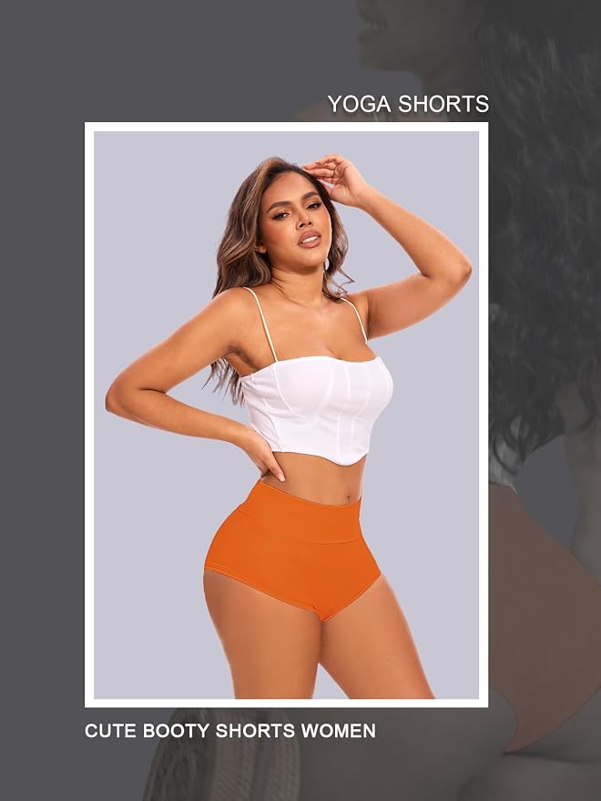 Cut Out Yoga Shorts Booty Butt Lifting Scrunch Shorts High Waisted Workout Gym Active Hot Pants - Image 4