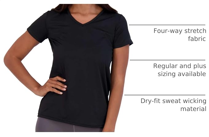5 Pack Women's Dry Fit V Neck Workout Tops T Shirts Athletic Gym Yoga Tees | Available In Plus Size, Cooling Moisture-Wicking, Short Sleeve, Quick-Dry, Fitness, Stretch, Exercise, Running, Hiking - Image 4