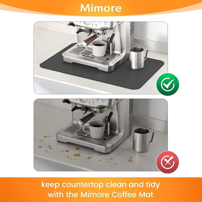 Mimore Coffee Mat - 12x19 Inch Grey Countertop Mat - Absorbent, Hides Stains, Rubber Backed - Dish Drying Mat Fits Under Coffee Maker or Espresso Machine - Image 4