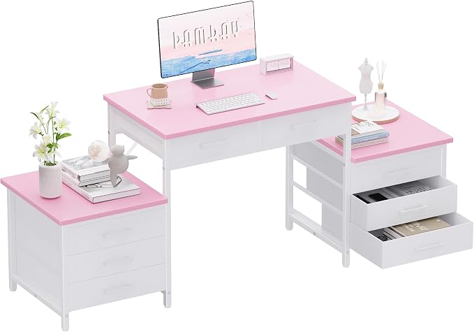 Pamray 63 Inch Office Desk with 8 Drawers and Printer Shelves for Computer | Space-saving, Ample Storage, Large Workspace, Easy Assembly, Sturdy, Suitable for Home Office Study Gaming, Bedroom and Dorms by PAMRAY
