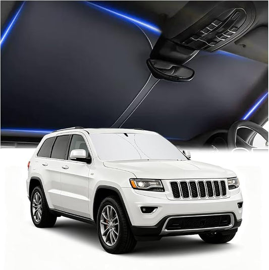 Car Windshield Sun Shade,Foldable Sun Shade for Car Windshield with Storage Bag Compatible with Jeep Grand Cherokee 2011-2026,Oxford Cloth Cars Suns Shades Keep Interior Cool by Aokdom