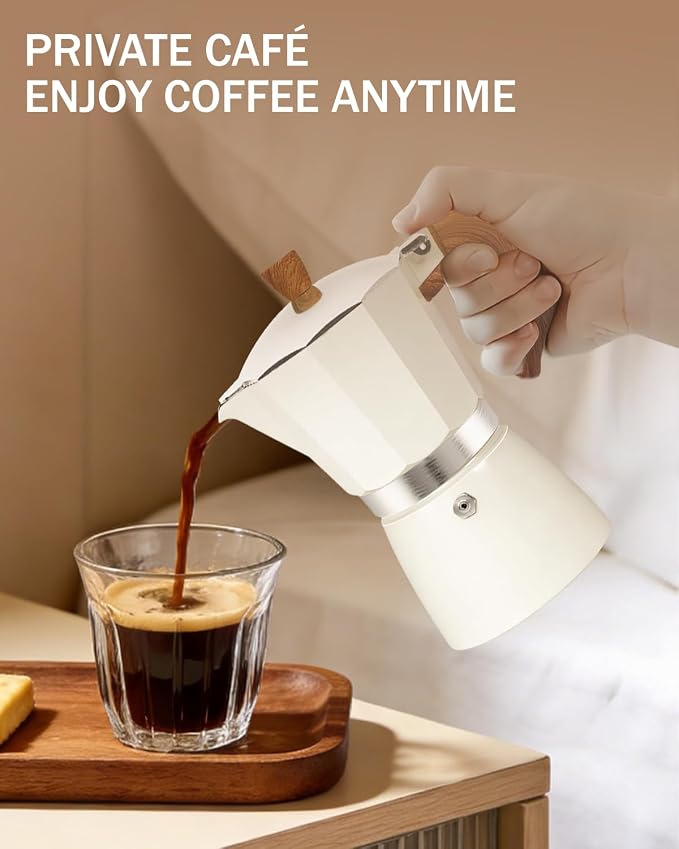 Coffee Maker Stovetop Espresso Maker 12 Cup Aluminum Moka Pot Percolator 20oz 600ml Easy Brewing for Electric Ceramic Stoves Home Camping Italian Cuban Café Classic White - Image 3