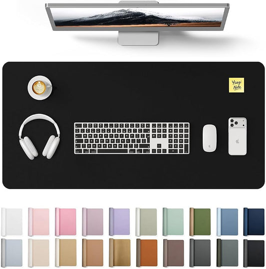 YSAGi Leather Desk Protector, Office Mat, Large Mouse Mat, Non-Slip PU Leather Blotter, Laptop Desk Mat, Waterproof Writing Pad for Office and Home (Black, 31.5" x 15.8") by YSAGi