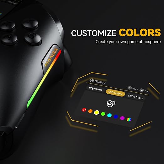 ManbaOne Interactive Screen Wireless Gaming Controller (Black) | for PC/Switch1/2/iOS/Android,Hall Effect Stick & Trigger,RGB Lighting,Remappable Buttons,1800mAh with Charging Dock - Image 6