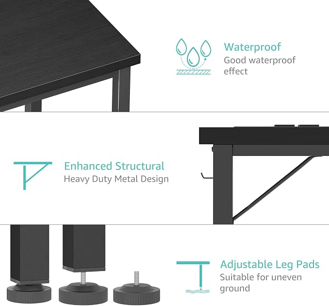 Lufeiya 39 inch Computer Desk with Power Outlet, 40 inch Teen Study Table Home Office Work Writing Desks with Charging Station Outlets Built in, Black - Image 6
