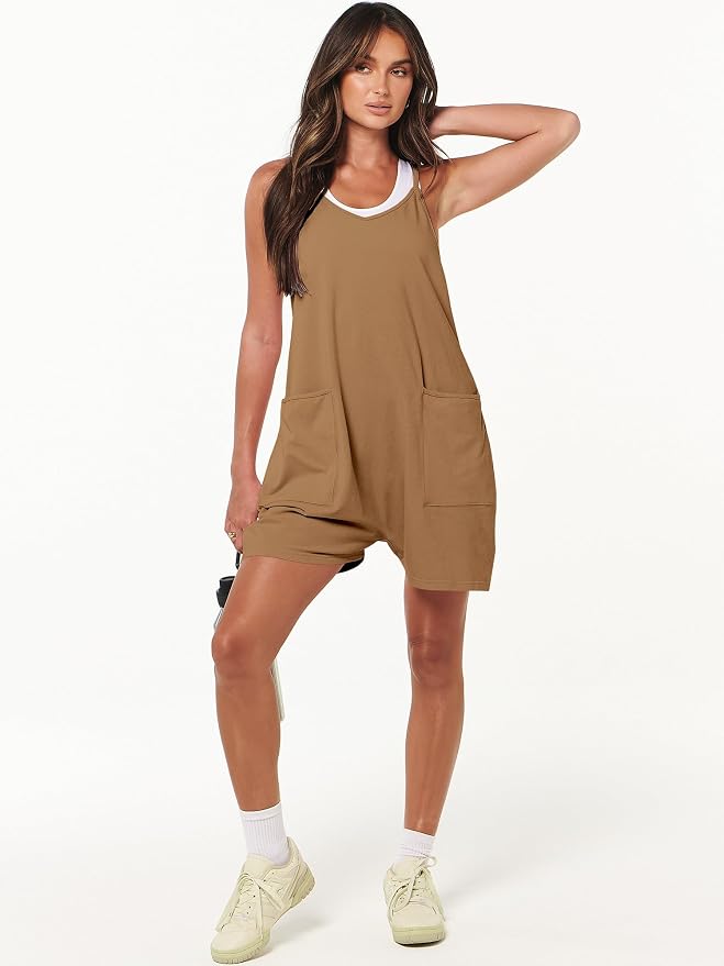 ANRABESS Womens Rompers Summer Casual Loose Sleeveless Overalls Spaghetti Strap Shorts Jumpsuit 2026 Beach Vacation Clothes - Image 3