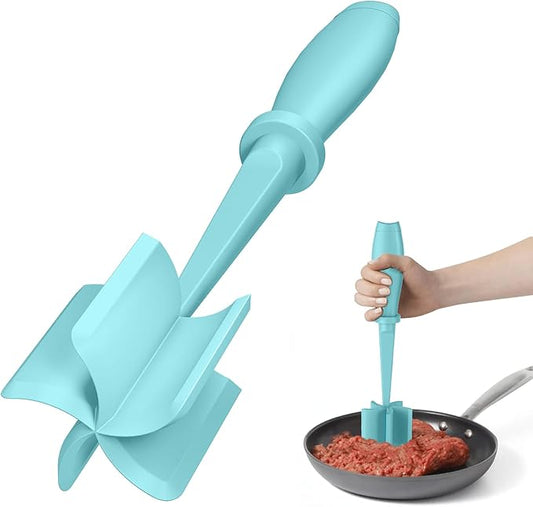 PGYARD Meat Chopper Hamburger Grinder, Kitchen Smasher for Ground Beef | Heat Resistant, 5 Nylon Blade, Burger Grinder Potato Mix Tool, Meat & Poultry Tenderizers, Dishwasher Safe, Aqua by PGYARD