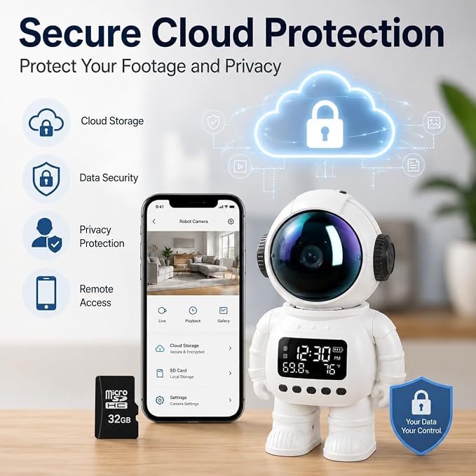 DYPCO 2K Clock Camera for Home Security, Smart Alarm Clock Camera with 2.4G/5G WiFi, Indoor Camera with Phone App, AI Motion Detection, Color Night Vision, Two-Way Audio, Cloud & SD Storage - Image 7