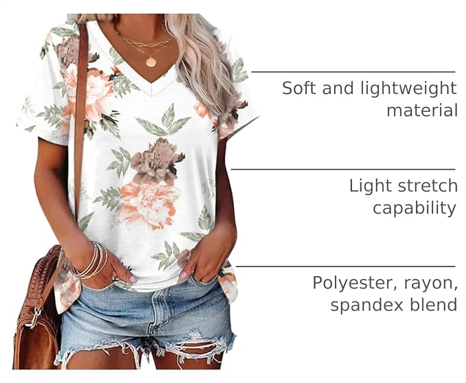 Alaroo Womens Summer Tops 2026 V Neck Short Sleeve Shirts Trendy Dressy Casual Vacation Outfits Printed - Image 4