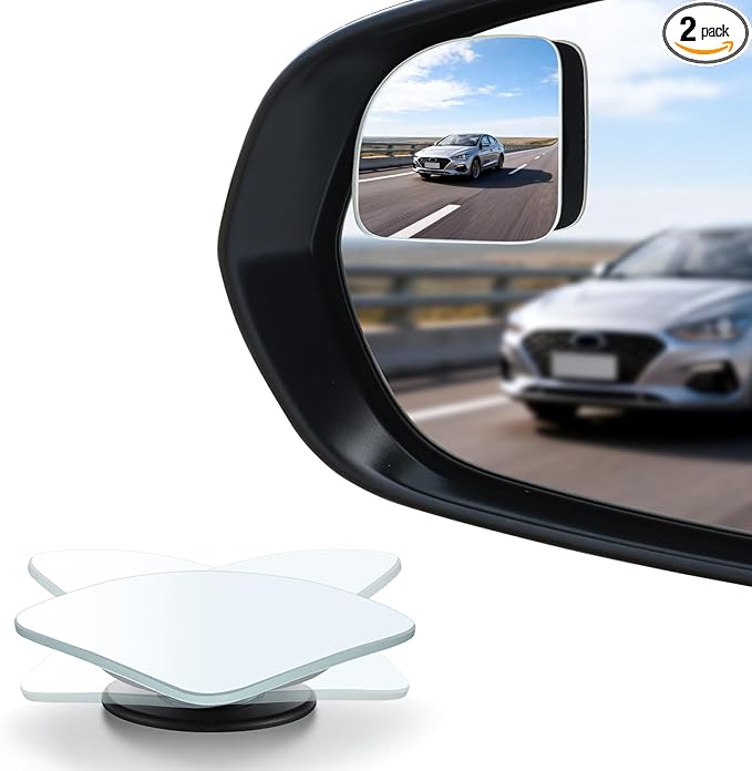 LivTee Blind Spot Mirror, Fan HD Glass Frameless Convex Rear View Mirror with wide angle Adjustable Stick for Cars SUV and Trucks, Pack of 2 by LivTee