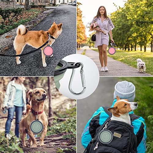 SLSON Collapsible Pet Feeder, 2 Pack Dog Bowls with Cover Lids, Portable Foldable Cat Water Dish Bowl for Pets, Small, Fairy Pink and Sprout Green - Image 5