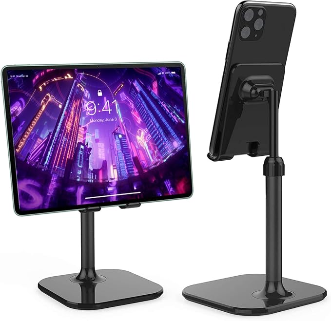 Doboli Cell Phone Stand, Phone Stand for Desk, Phone Holder Stand Compatible with iPhone and All Mobile Phones Tablet, Gifts for Adults Women Men Mom Wife, Black by Doboli