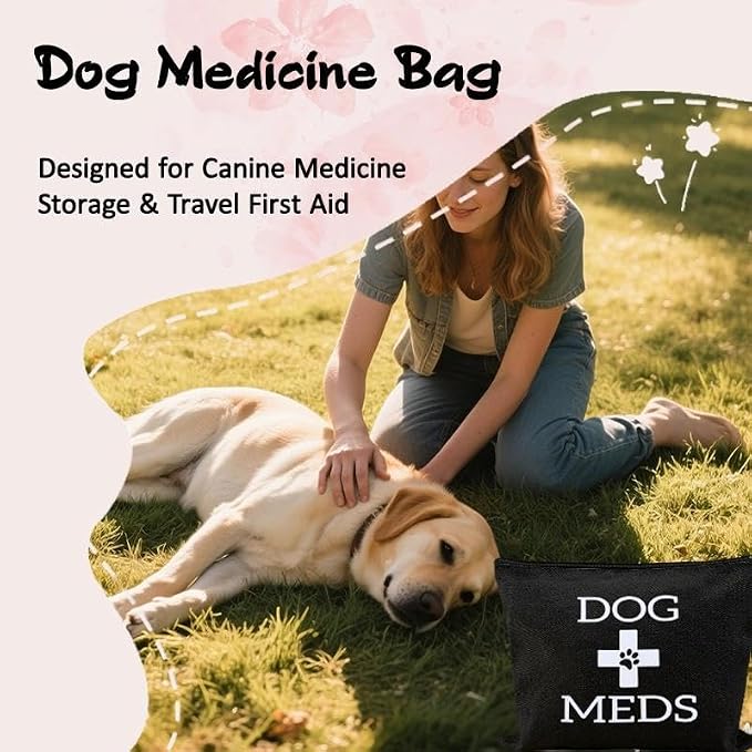 Small Dog Traveling Medicine Bag Dog Med Pouch for Supplies Pet Emergency Kit for Dogs Medical Pouch Camping Stuff Essentials for Dogs Medicine Pill Organizer Pet Medication Organizer Storage Bag - Image 4