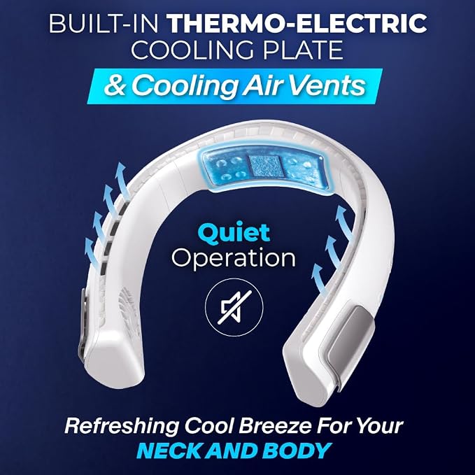 Arctic Air Freedom Touch Personal Neck Fan, 3-Speed Rechargeable Cooling Device, Long-lasting, Lightweight Portable Neck Cooler, Flexible Band & Thermo-Electric Cooling Plate for Hot Weather - Image 3