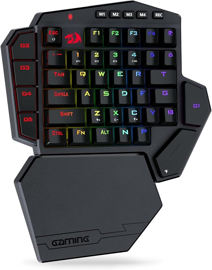 Redragon K585 PRO Wireless One-Handed RGB Gaming Keypad, 42-Key Layout | 0-Delay 2.4GHz Connection, On Board Macro Keys Keyboard, USB Pass-Through Port, Hot-Swap Socket, Detachable Wrist Rest by REDRAGON