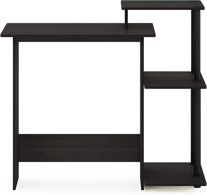 Furinno Efficient 29-Inch Black Computer Desk with Side Shelves, Gaming Desk with 3 Open Shelves, Home Office Desk, for Home Office, Study Room, Dorm, Bedroom, Black Espresso - Image 6