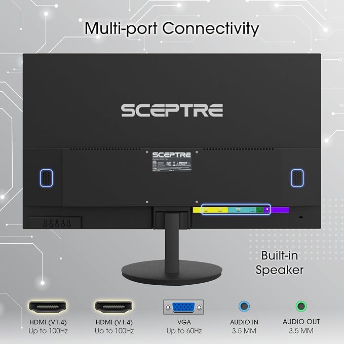 Sceptre E275W-19203R 27 inch1080P LED Monitor 99% sRGB 2X HDMI VGA Build-In Speakers, Machine Black (E275W-19203R series) | 27 FHD Va Panel, 3ms G-to-G, Srgb 94%, 2x3w Speakers, Vesa 100x100 - Image 5