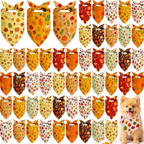 Weewooday 50 Pcs Fall Dog Bandanas Bulk for Thanksgiving Autumn Small by Weewooday