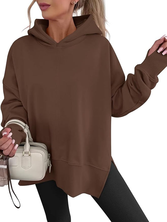 ANRABESS Womens Oversized Hoodies Long Sleeve Fleece Side Slit Hooded Sweatshirts Pullover 2026 Fall Outfits Y2K Clothes by ANRABESS