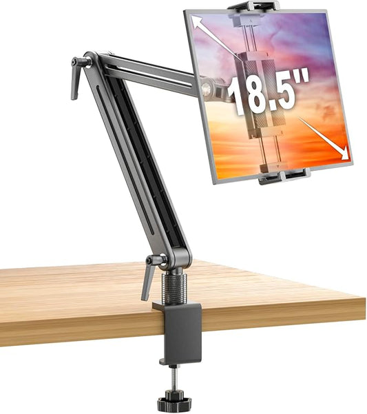 Jakeko Adjustable Portable Monitor Stand 15.6" - 360° Rotating Base Tall Tablet Desk Arm Holder Stand for iPad Air/Pro/Mini Swivel Flexible Clamp Mount Soporte para Tablet/Monitor Portatil/Ereader by Jakeko