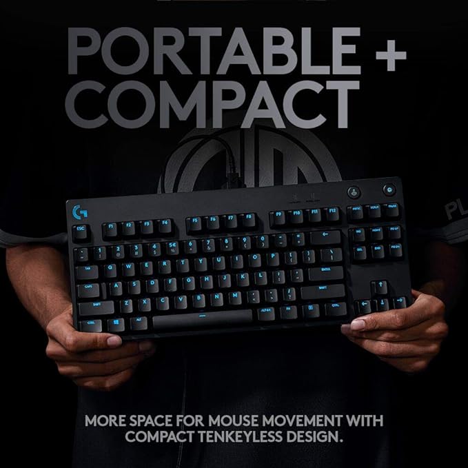Logitech G PRO Mechanical TKL Tenkeyless Gaming Keyboard (Clicky) - Black | Ultra portable, detachable Micro USB cable, 16.8 million color Lightsync backlit keys - Image 4