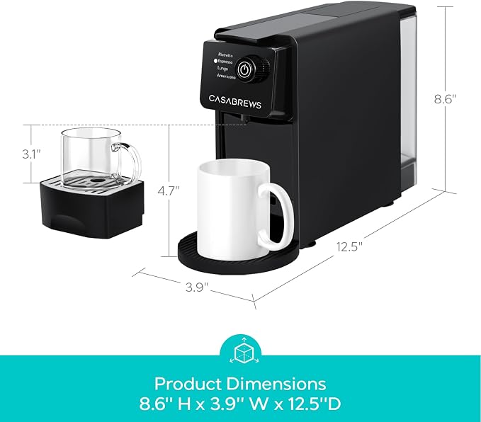 CASABREWS CM7036E 20Bar Espresso Machine for Nespresso Original Pods | Compact Capsule Coffee Machine with 21oz Removable Water Tank, Black Espresso Maker with 4 Brewing Modes for Home or Office - Image 2