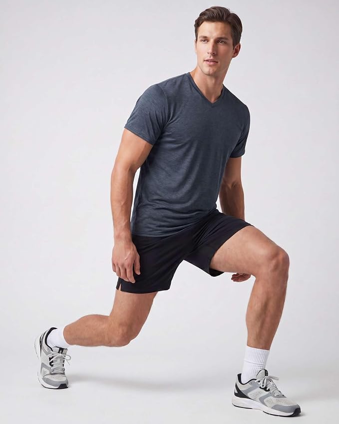 5 Pack Men's Dry Fit V Neck Gym Workout T Shirts Athletic Moisture Wicking | Cooling, Quick Dry, Breathable, Short Sleeve, Exercise, Cycling, Sports, Outdoor, Fitness, Golf, Crossfit, Hiking, Tennis - Image 5
