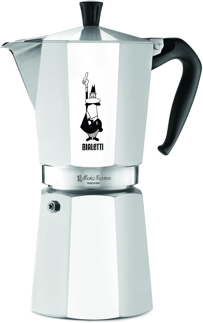 Bialetti - Moka Express: Iconic Stovetop Espresso Maker, Makes Real Italian Coffee, Moka Pot 12 Cups (22 Oz - 670 Ml), Aluminium, Silver by Bialetti