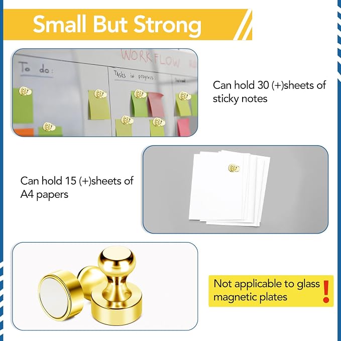 LOVIMAG Fridge Magnets 18Pcs, Magnet for Refrigerator Whiteboard, Gold | Small Strong Neodymium Metal Cute Push Pin for Classroom, Kitchen, Accessories Decorative, Office, Calendar - Image 6
