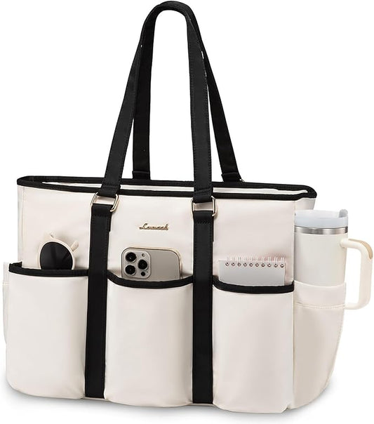 LOVEVOOK Work Tote Bag for Women, 15.6 inch Laptop Bag for Women, Teacher Tote Bag Nurse Bag, Utility Tote For Work/Travel/College/Daily, Professional Computer Purse Large Handbag With Multi Pocket by LOVEVOOK