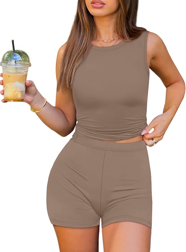 Sampeel Womens Two Piece Lounge Sets Casual Summer Spring Outfits 2 Piece Short Matching Clothing Set Athletic Active Wear - Image 2