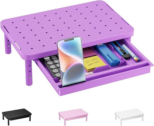 WALI Computer Monitor Stand with Storage, Desk Monitor Riser 3 Height Adjustable, Laptop Riser with Airflow Vents, Desk Organizer for Computer, Laptop, Printer (PTT002-V), 1 Pack, Violet by WALI