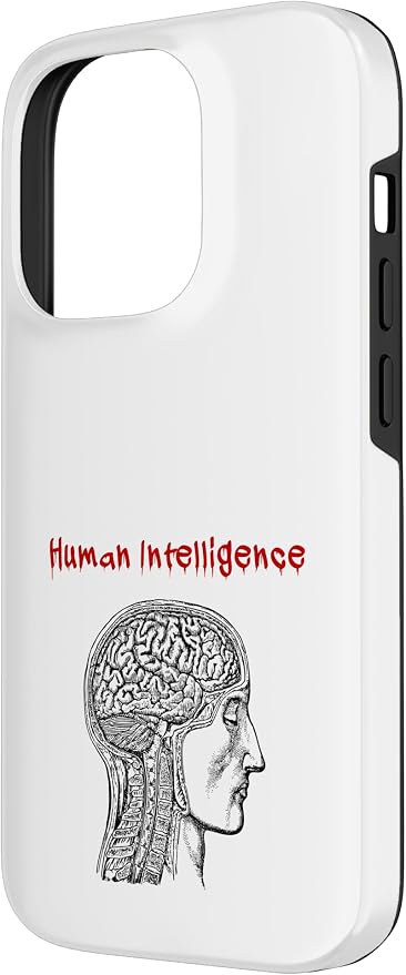 Human Intelligence (Anti Ai Statement & Head Graphic) Case for iPhone 14 Pro - Image 2