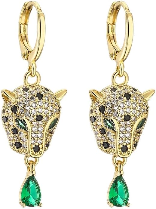 New 2026 Arrive Hip-Hop High Leopard Hoop Earrings For Women/Hers, Stainless With Cz Stone Row, Elegant Jewelry Fashion Trendy Accessories Creative Gift - Image 2