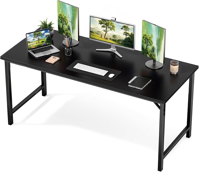 Sweetcrispy 63-Inch Small Computer Desk for Bedroom, Black | Gaming Writing Work and Study Desk for Home Office, Sturdy Metal Frame and Compact Modern Design with X-Shaped by Sweetcrispy