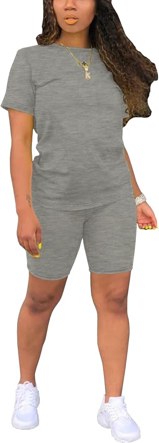 STOLKISS Women 2 piece Short Sets Classic Striped Outfits Summer Casual Short Sleeve T-Shirt and Short Jogger Tracksuits Sets by STOLKISSWOMENSCLOTHES