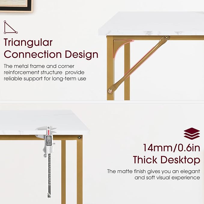 BestOffice Computer Desk,Home Office Desk, Modern Simple Style for Home Office Study Writing (Gold, 32 Inch) - Image 4