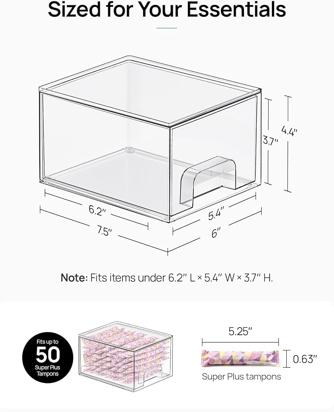 Vtopmart 8 Pack Small Clear Stackable Storage Drawers, Acrylic Bathroom Makeup Organizer, Plastic Storage Bins for Vanity, Undersink, Kitchen Cabinets, Pantry, Home Organization - Image 2