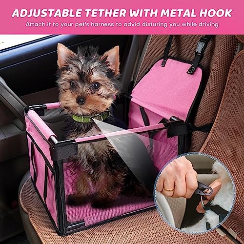 GENORTH Dog Car Seats for Small and Medium Dogs,Portable Puppy/Pet Car Booster Seat with Clip-On Leash and Mesh Window for Pet Up to 20 lbs - Image 3