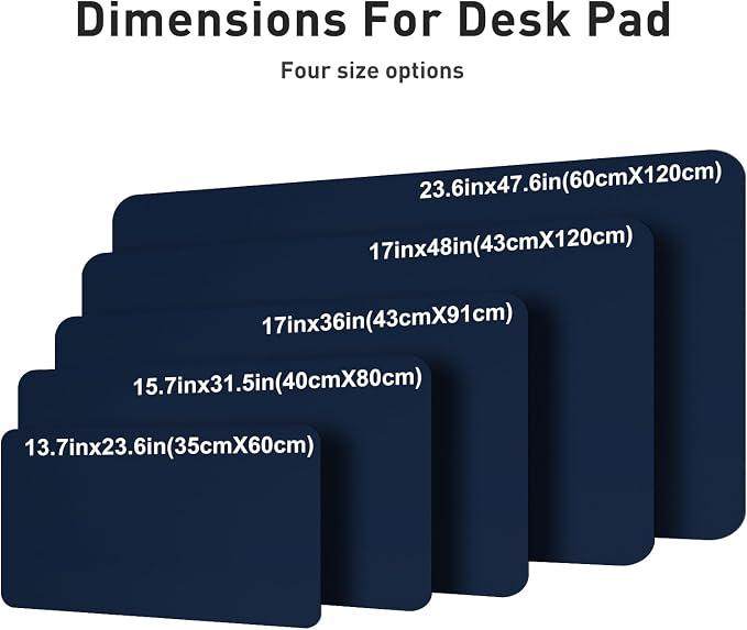 Aothia Faux Leather Desk Mat – Large Mouse Pad, Non-Slip PU Leather Blotter, Waterproof Writing Surface for Office and Home (Dark Blue, 47.2" x 23.6") - Image 5
