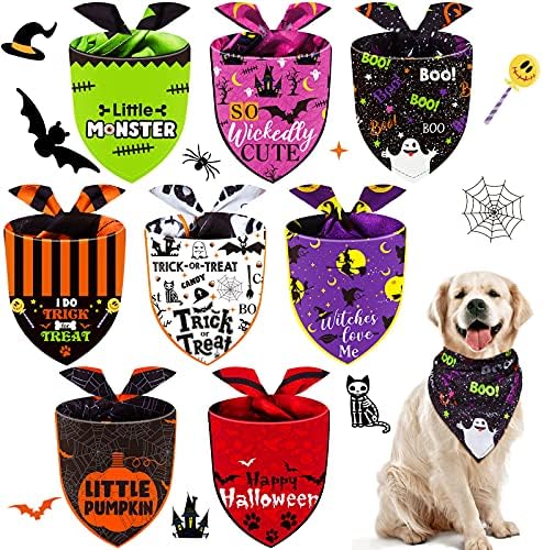 Weewooday 8 Pcs Halloween Dog Bandanas Adjustable Pet Scarf,Witch Style by Weewooday