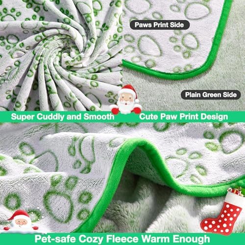 Stuffed Premium Green Soft Dog Blanket, with Flannel Green Cute Paw Print, Puppy Supplies Dog Stuff Essentials, 43 * 66 inches for Large Dogs - Image 3