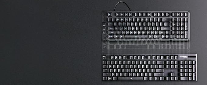 HyperX Eve 1800 – Gaming Keyboard, 1800 Form Factor,10 Zone Customizable RGB Lighting, Built-in Media Buttons, Membrane Switches, – Black - Image 5