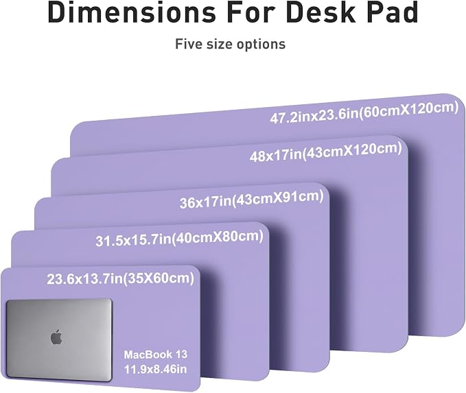 Aothia Faux Leather Desk Mat (Light Purple, 31.5" x 15.7") | Creates A Clean, Organized Workspace With One Surface For Your Keyboard, Laptop And Mouse - Image 5